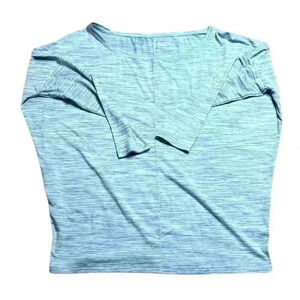 Athleta Flow Top Essence Spacedye Glacial Blue/Anthracite Grey Size Large